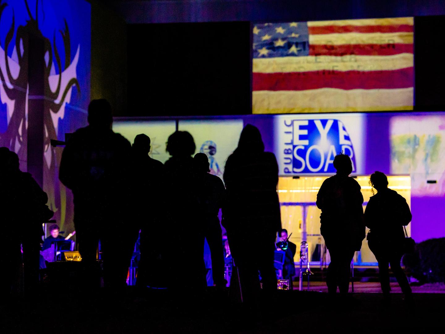Art projections on display during the Public Eye Soar festival in Panama City, Florida