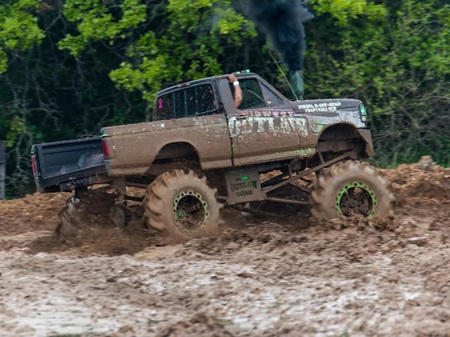 Monster trucks at the annual Mother Road Mayhem event in Joplin, Missouri