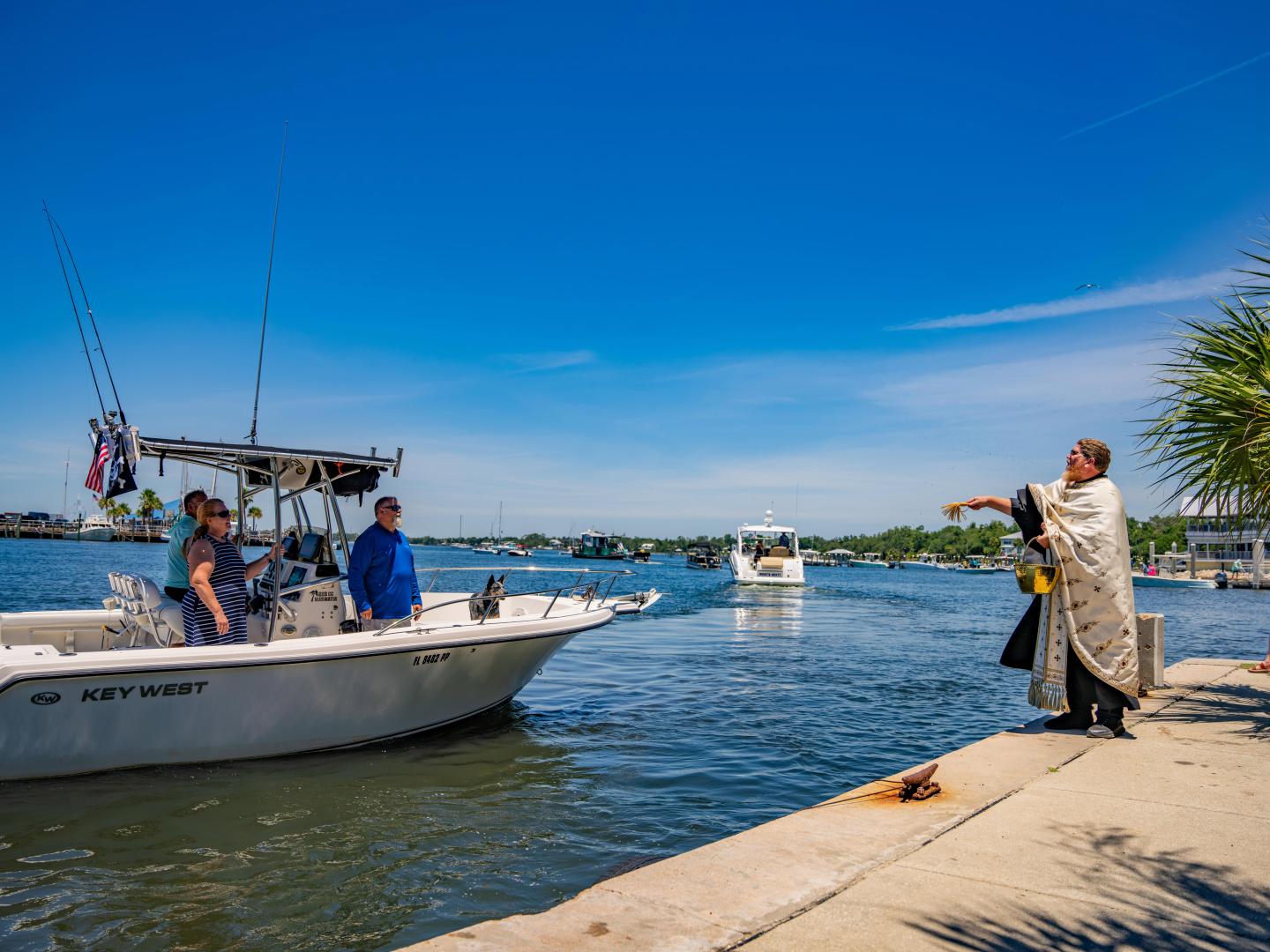 Water vessels in St. Andrews during the annual Blessing of the Fleet in Panama City, Florida