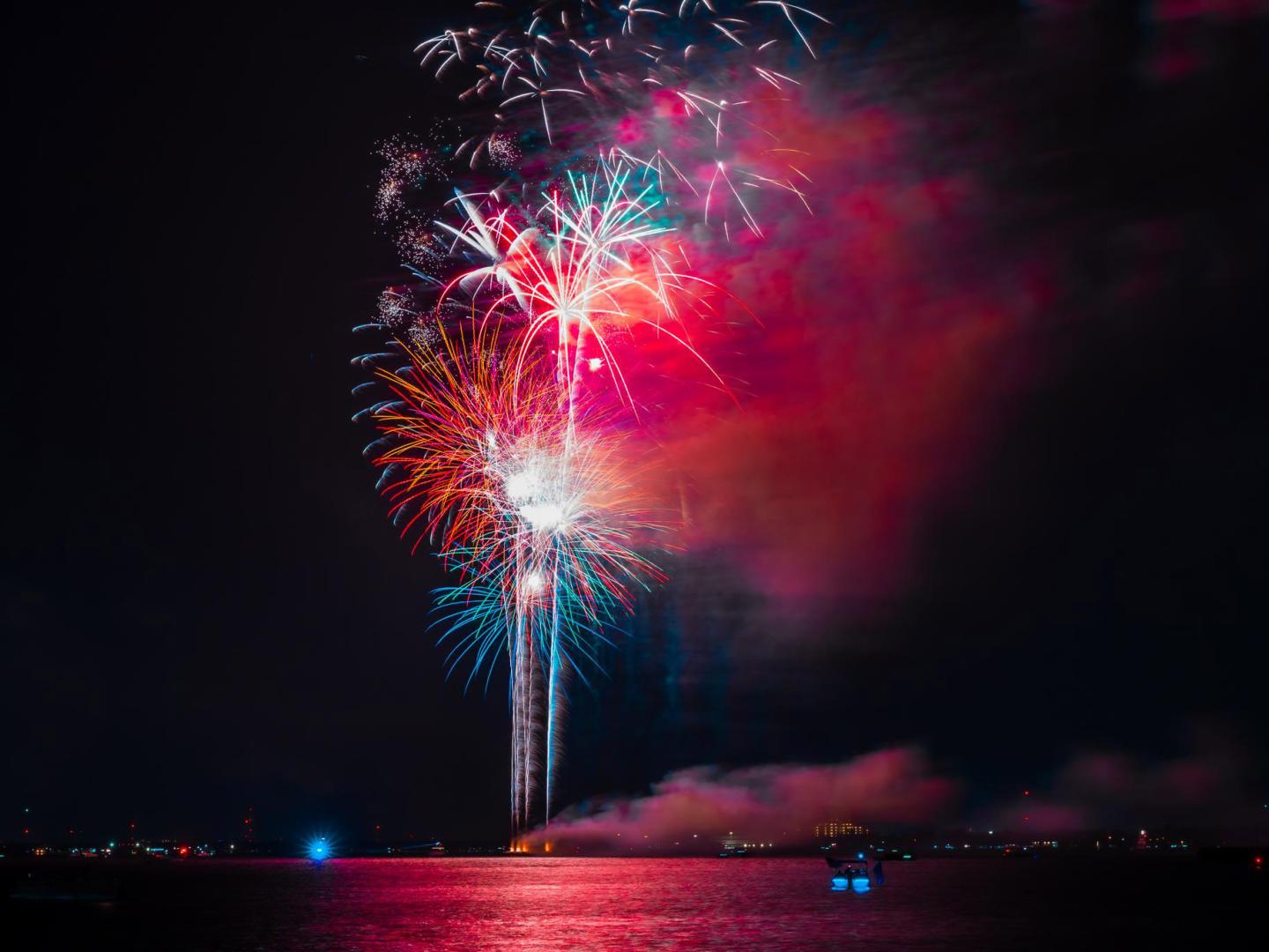 Patriotic fireworks display during Panama City, Florida’s Salute to Freedom Festival 