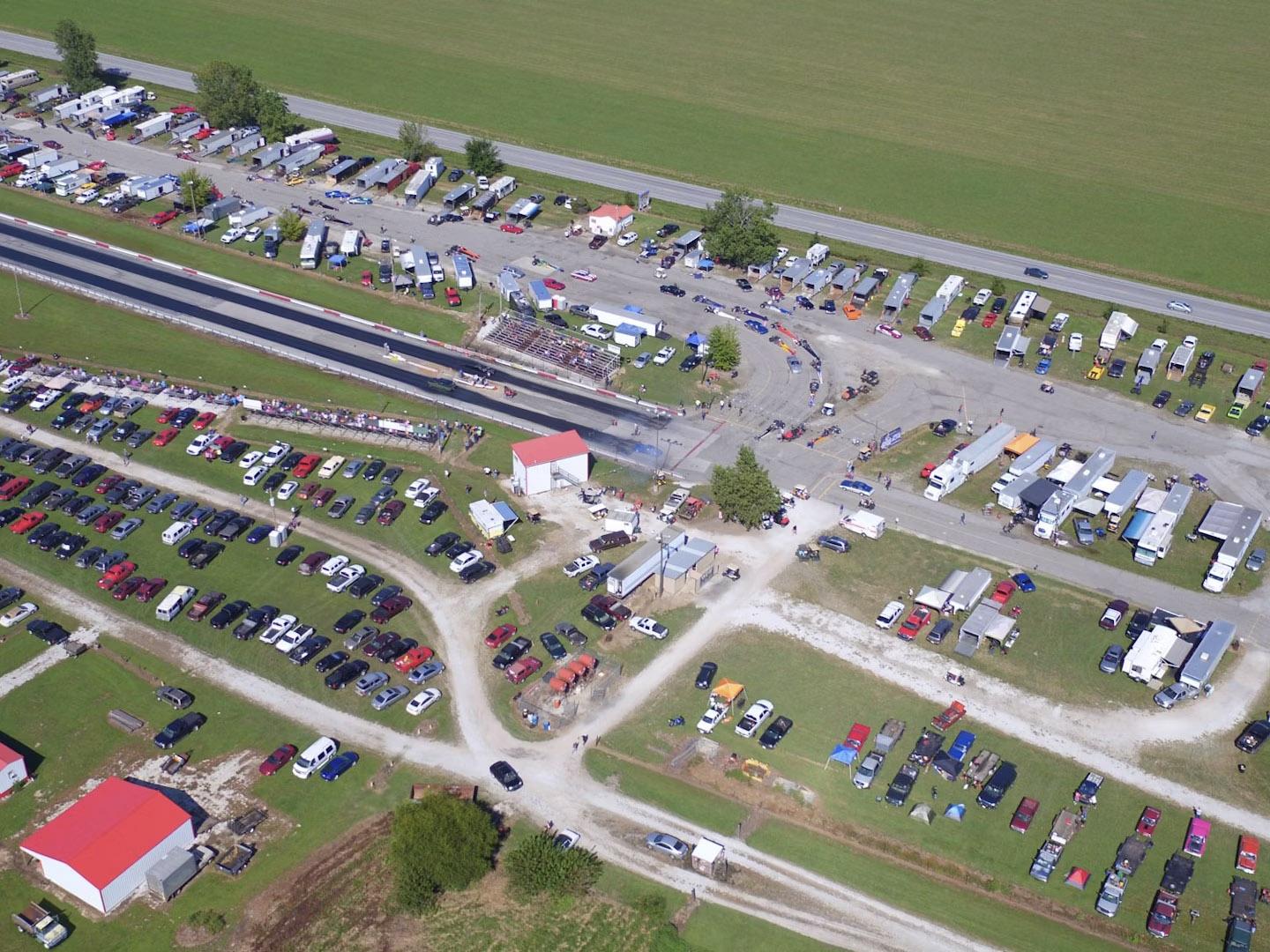 Aerial view of Mo-Kan Dragway in Joplin, Missouri