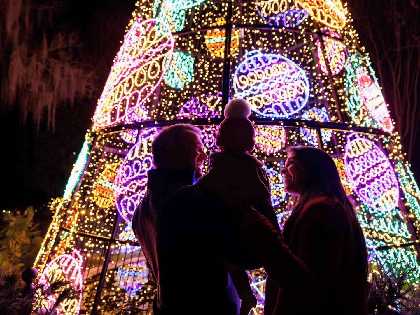 Admiring a holiday display at Louisiana Lights in Baton Rouge, Louisiana