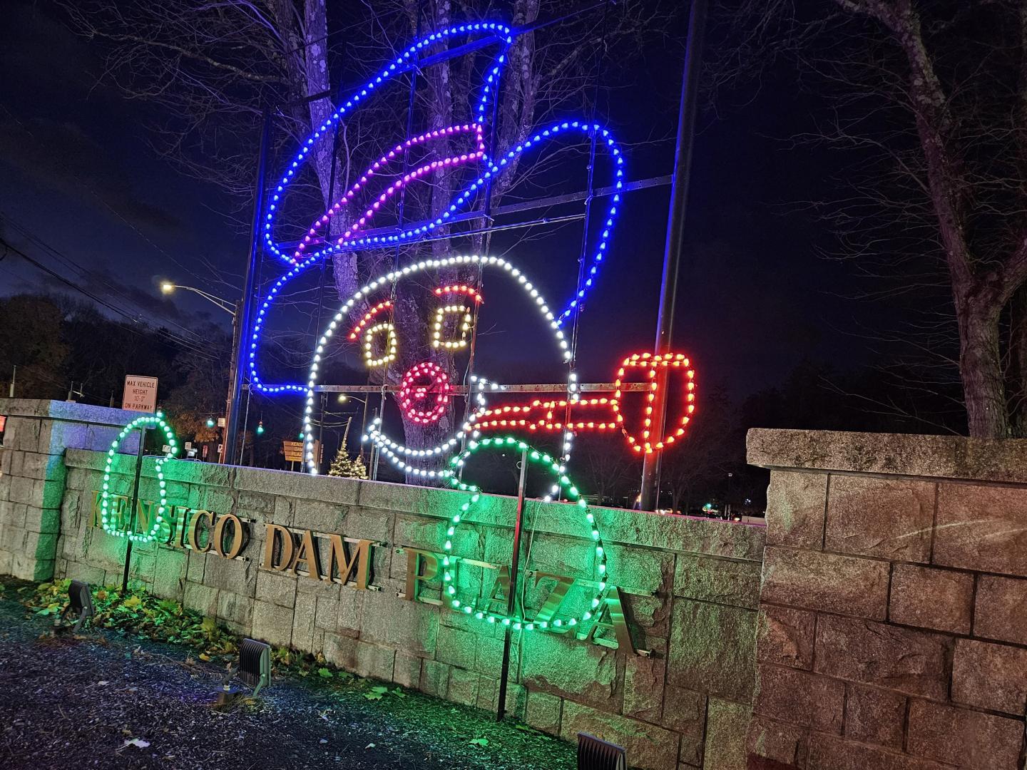 Colorful holiday lights during Winter Wonderland in Valhalla, New York 