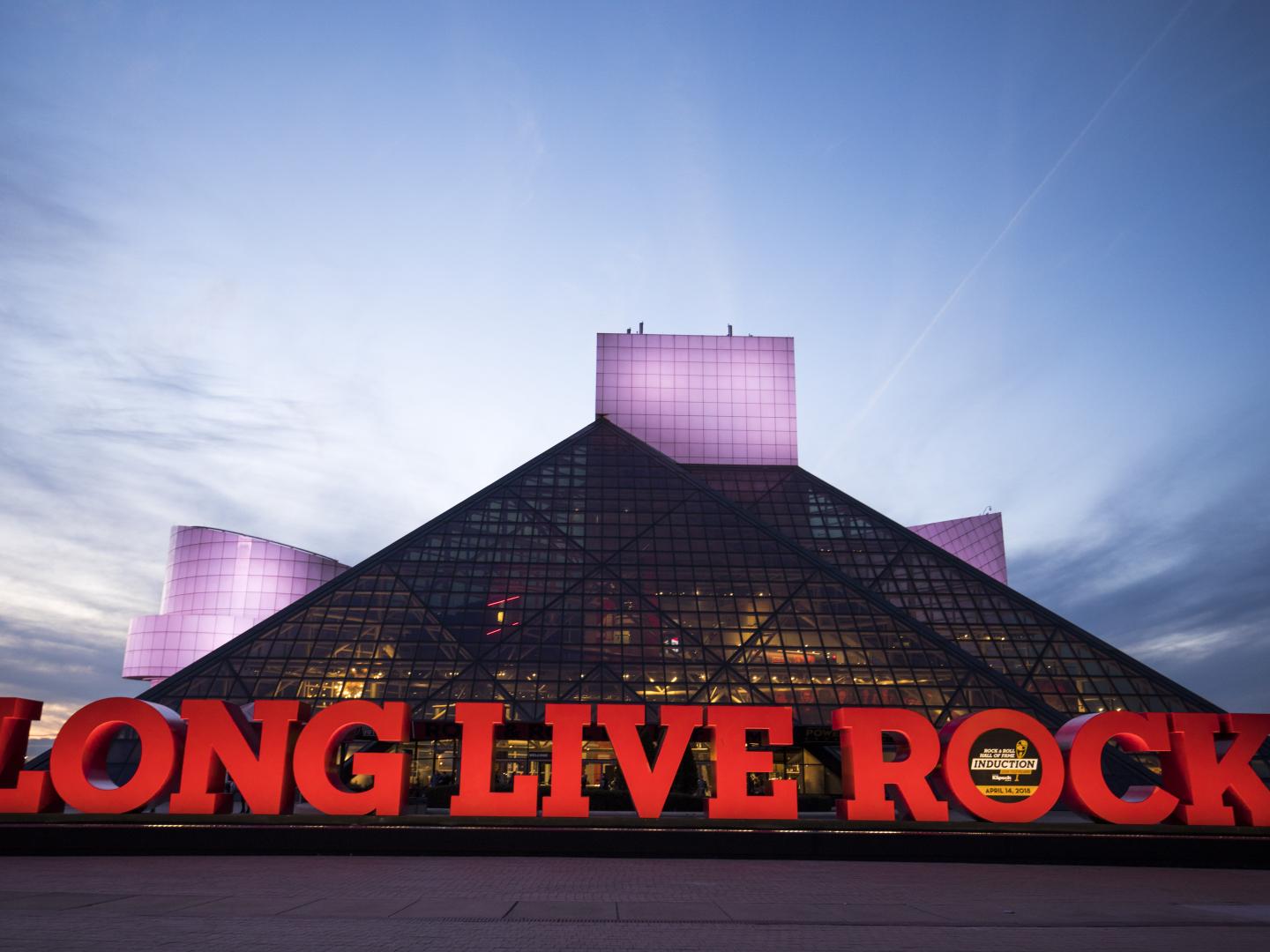 Outside the Rock & Roll Hall of Fame in Cleveland, Ohio