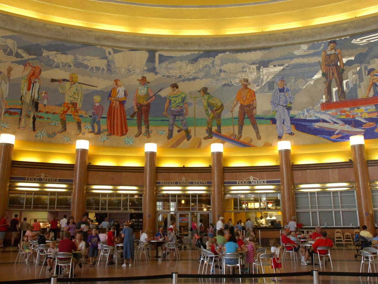 Mural work inside the Cincinnati Museum Center in Ohio