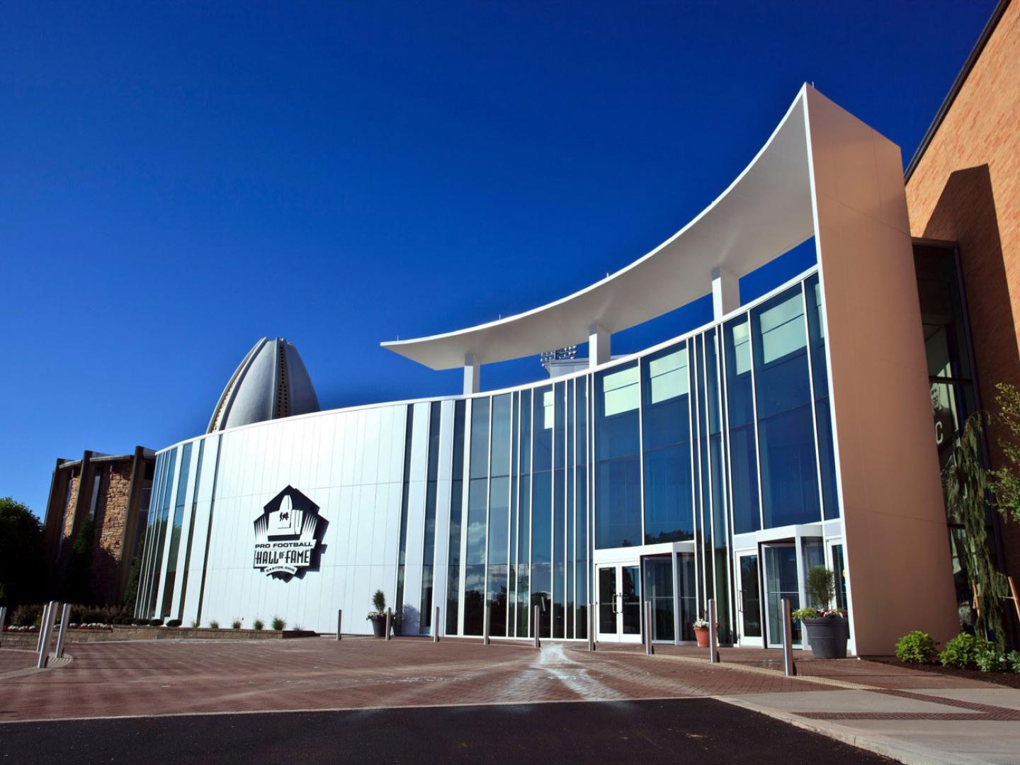 Exterior of the Pro Football Hall of Fame in Canton, Ohio