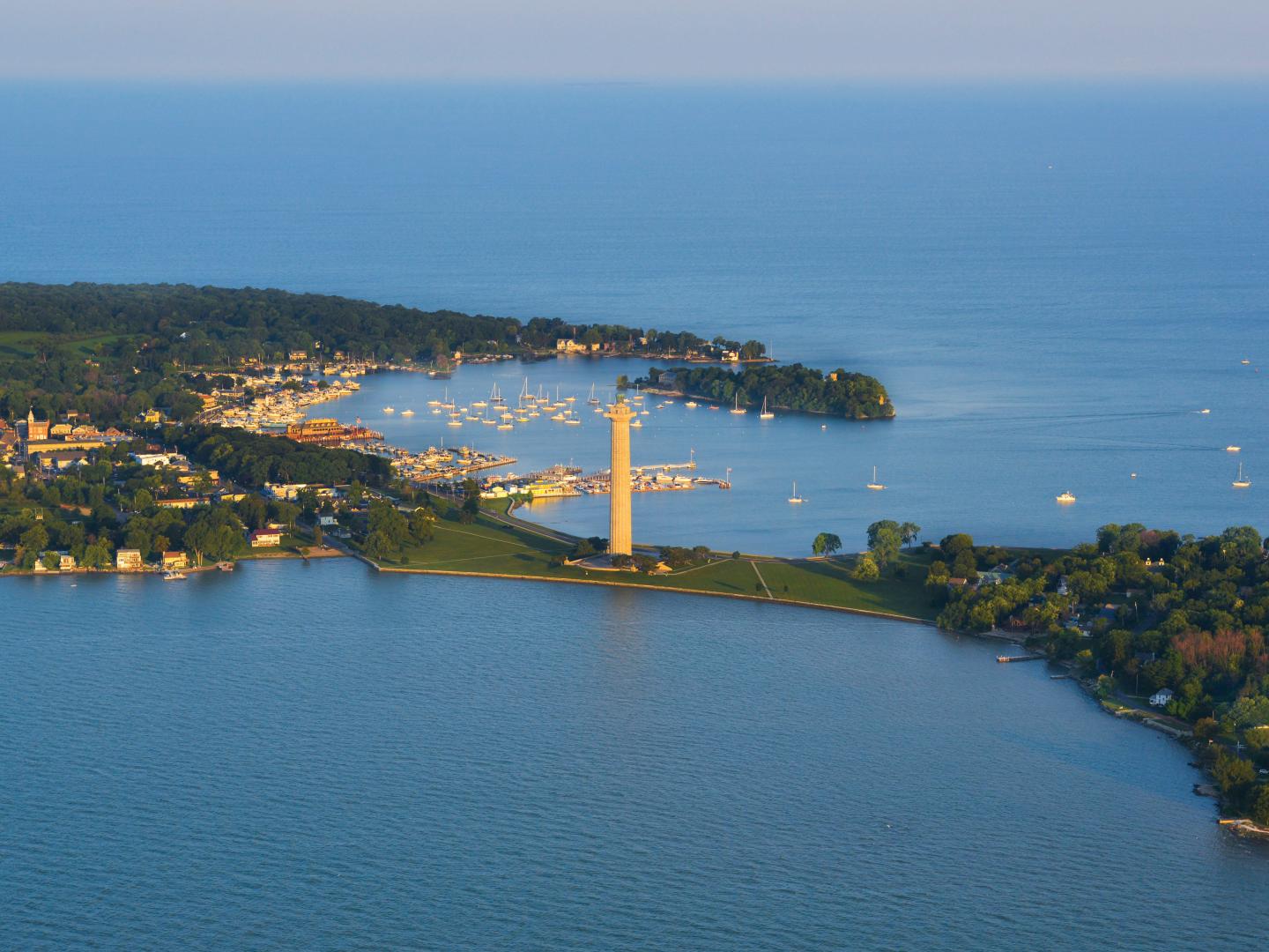 Aerial view of Put-in-Bay off South Bass Island, among Ohio’s Lake Erie Islands