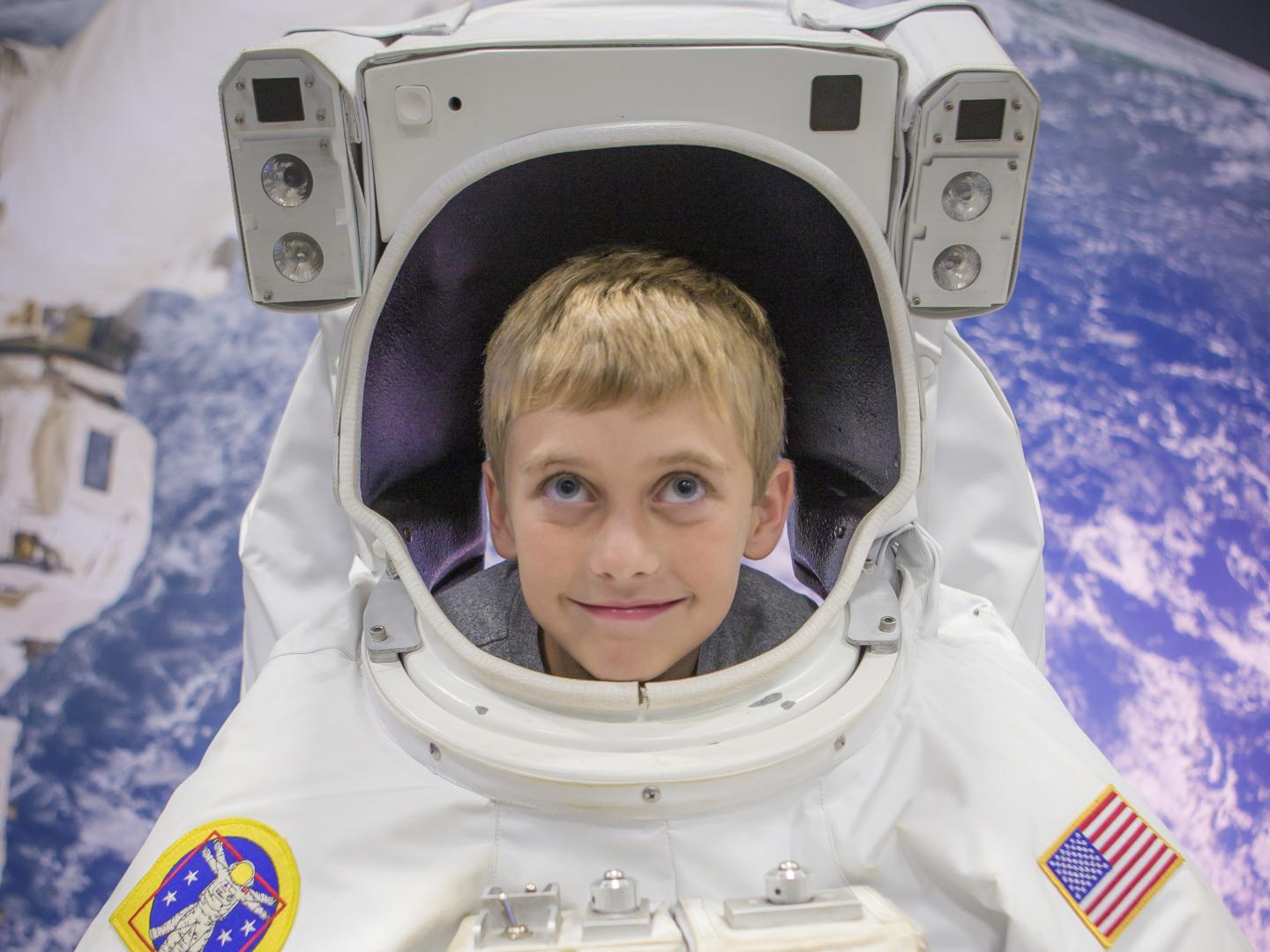 Child participating in Space Camp in Huntsville, Alabama