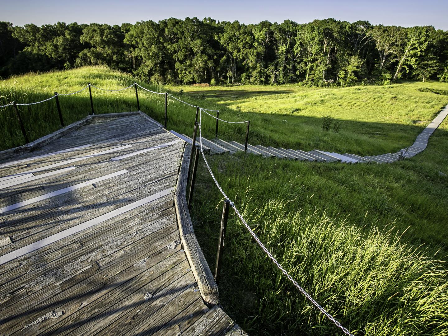 The boardwalk at Poverty Point, a UNESCO World Heritage Site in Pioneer, Louisiana