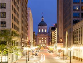 Early morning at the Indiana State Capitol building Early morning at the Indiana State Capitol building