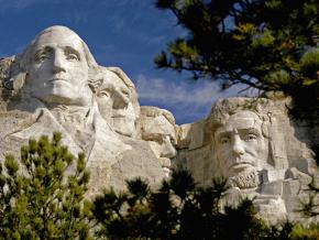 The faces of four former U.S. presidents carved into Mount Rushmore The faces of four former U.S. presidents carved into Mount Rushmore