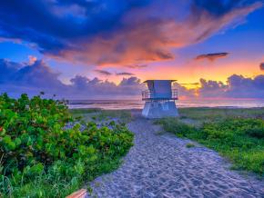 A colorful sunrise makes for an even more beautiful beach in Hobe Sound A colorful sunrise makes for an even more beautiful beach in Hobe Sound
