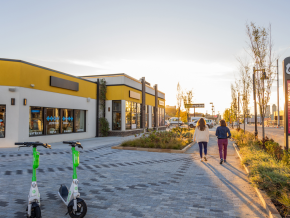 A sunset stroll through the Tulsa Market District on historic Route 66 in Tulsa, Oklahoma A sunset stroll through the Tulsa Market District on historic Route 66 in Tulsa, Oklahoma