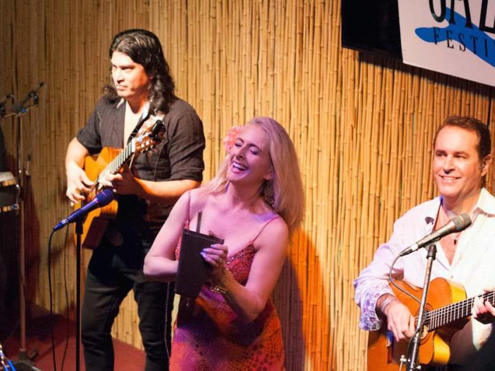 Jazz trio performing during the Amelia Island Jazz Festival