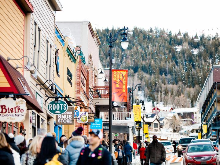 Park City teeming with people during the Sundance Film Festival 