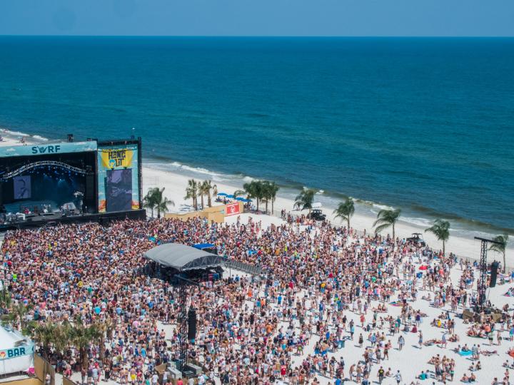 Watching live bands on the beach during the Hangout Music Festival in Gulf Shores, Alabama
