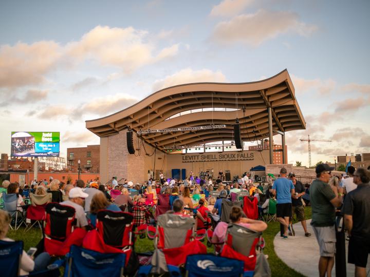 Watching live music at Sioux Falls' summertime concert series Levitt at the Falls