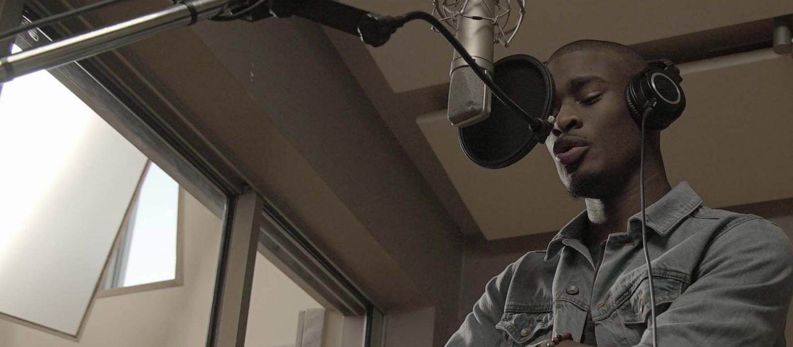 Atlanta-based rap artist Cam James records in a local studio