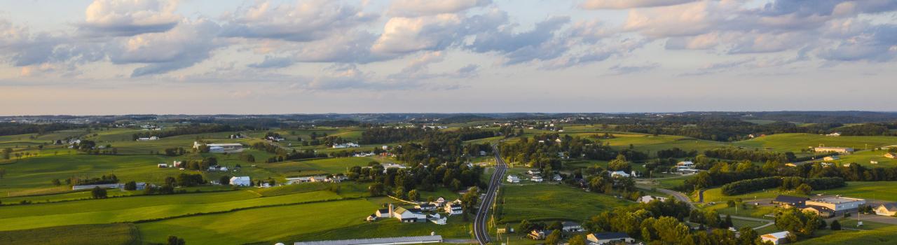 A scenic road passing through Ohio's Amish Country near Millersburg