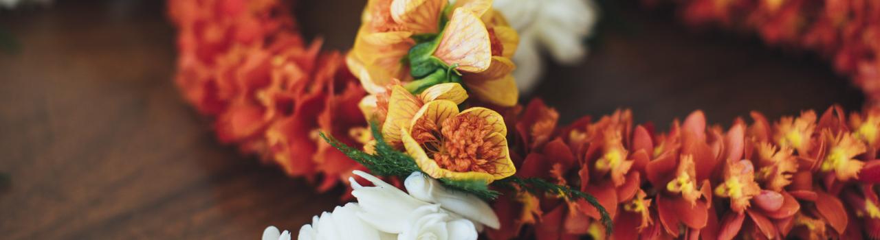 The traditional lei, a garland of flowers worn around the neck