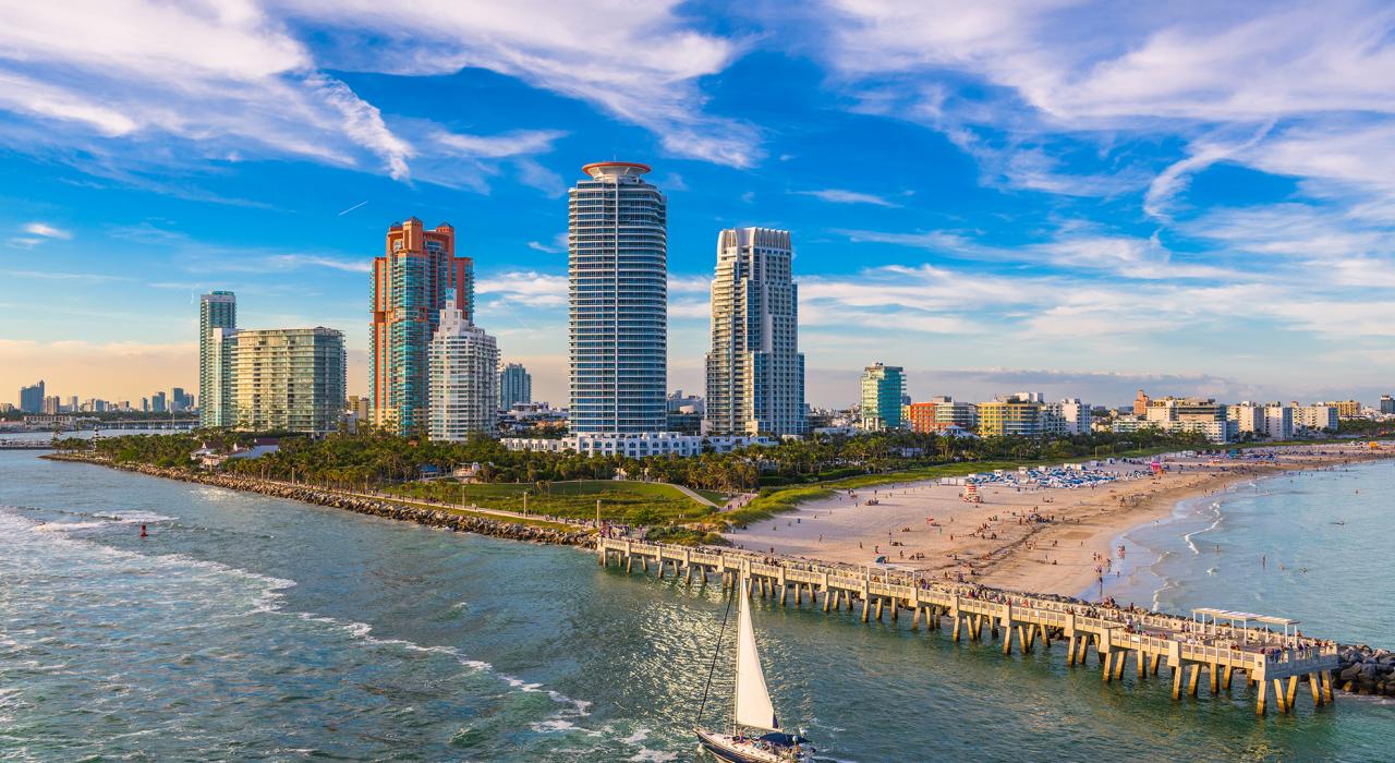 An aerial view of South Beach, Miami, Florida