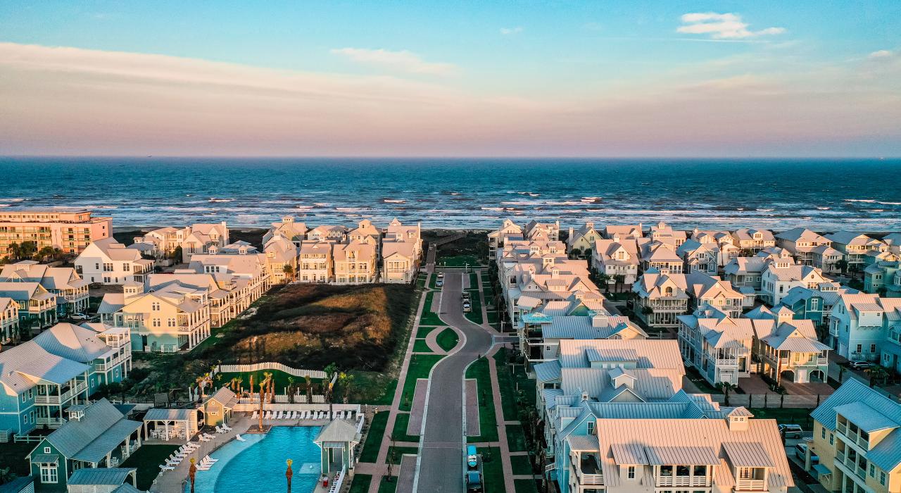 Aerial View of Cinnamon Shore in Port Aransas, Texas