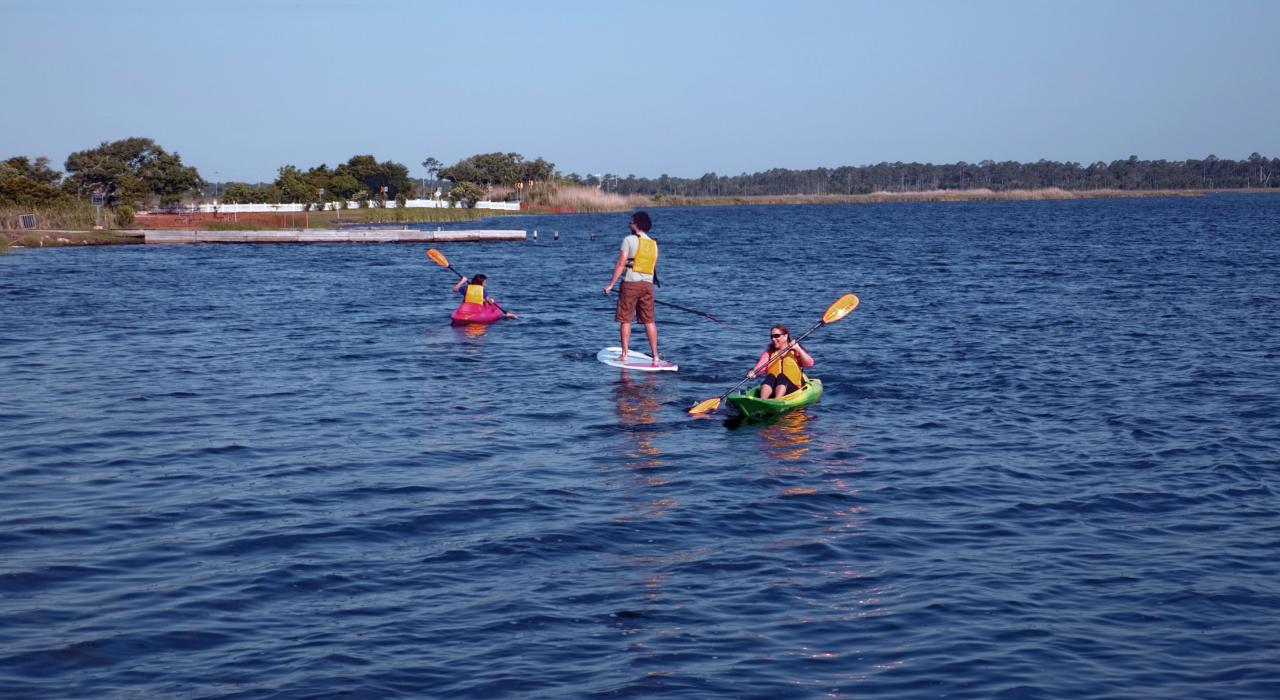 Kayaking in the waters of the Gulf Islands National Seashore, Alabama