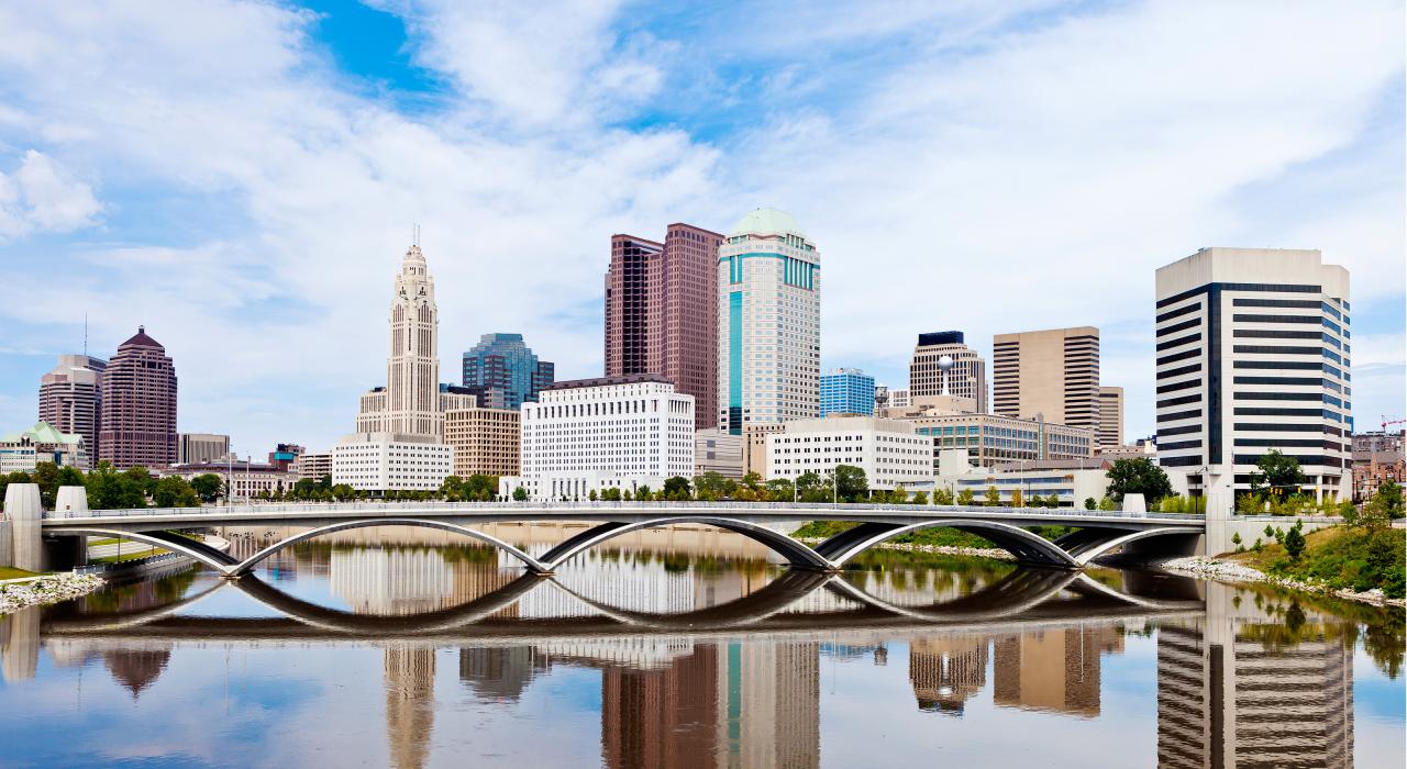 Pont et paysage urbain à Columbus, Ohio