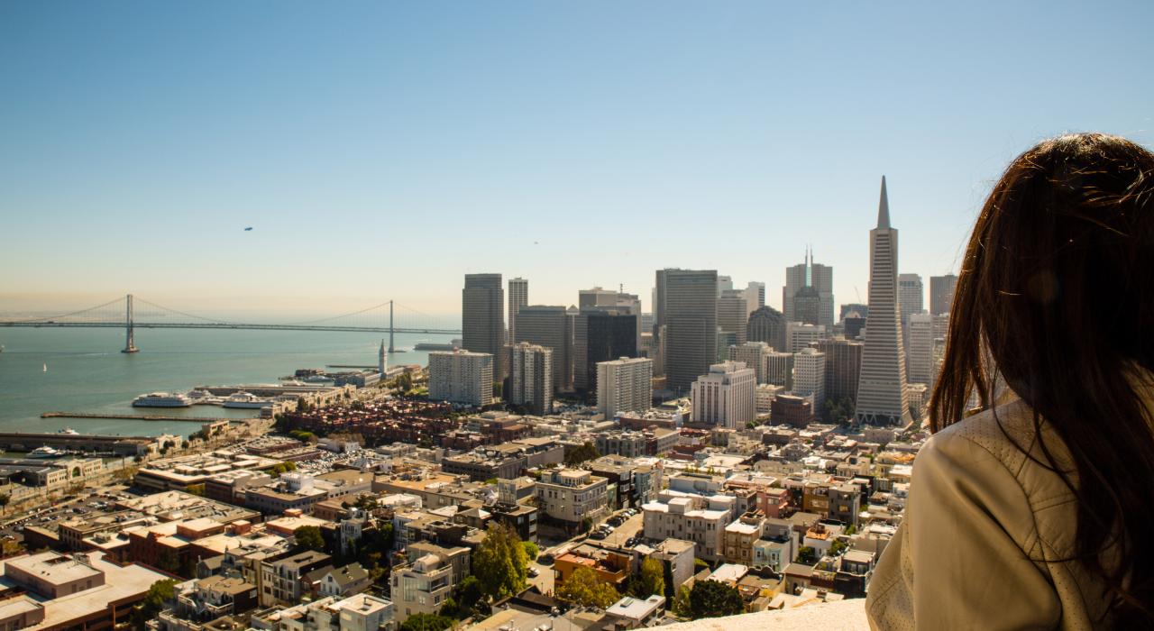 Views of downtown San Francisco and the Golden Gate Bridge in California