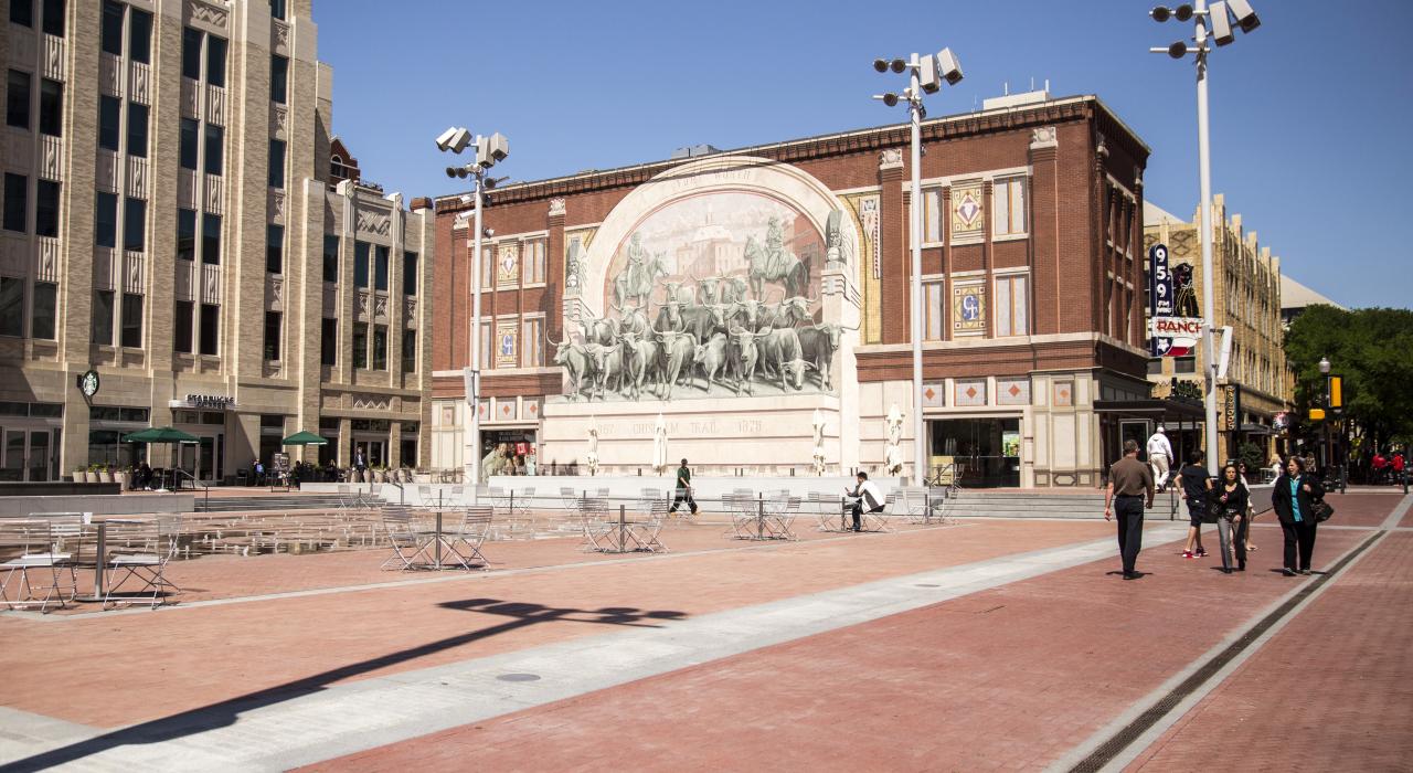 Sundance Square dans le centre-ville de Fort Worth, Texas