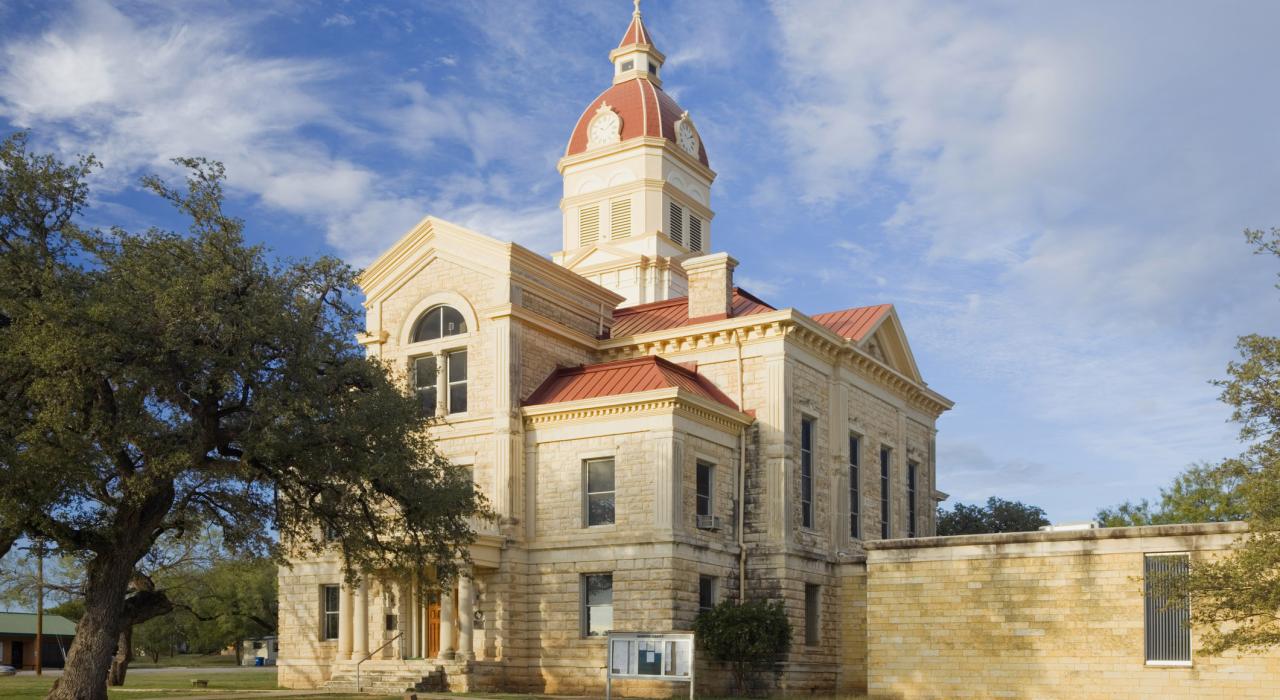 The county courthouse, built with local limestone in 1890