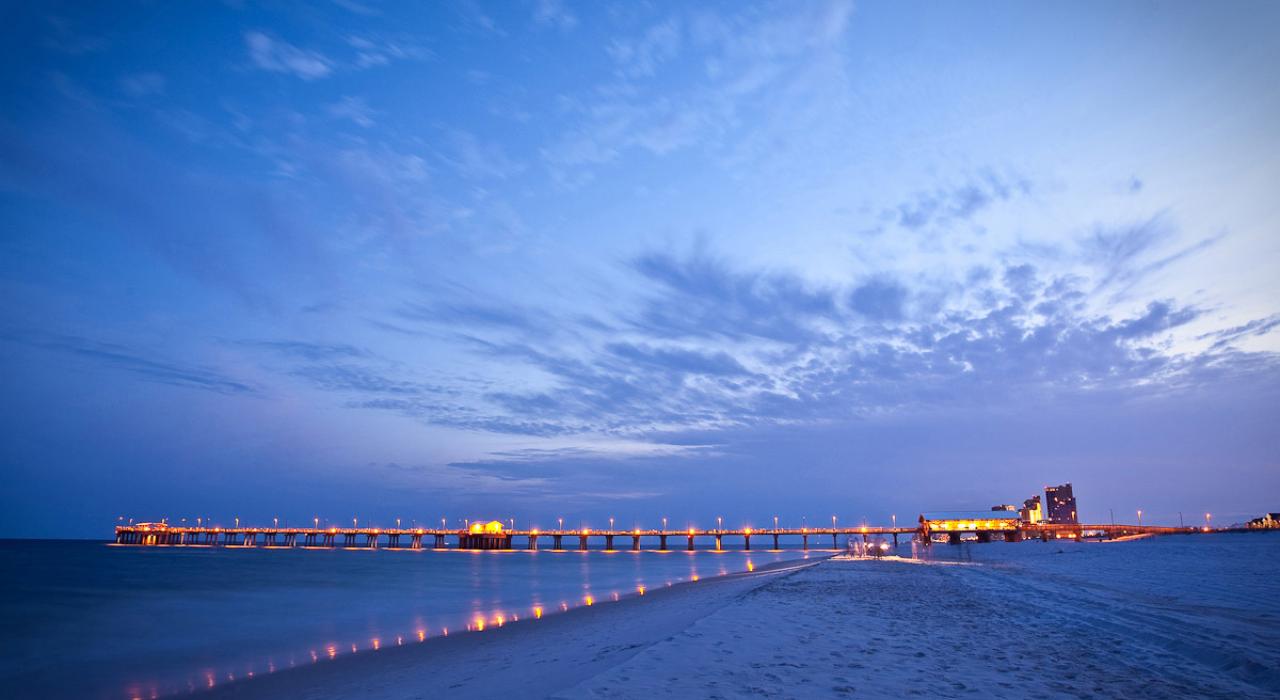 Saltwater fishing from the scenic Gulf State Park Pier