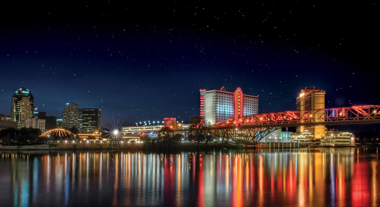 Watercolor effect of Shreveport-Bossier at night