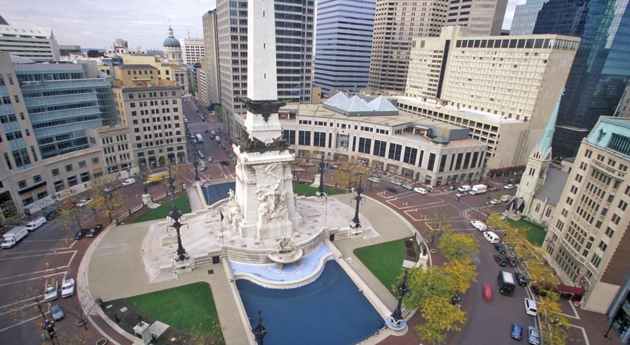 Aerial view of the Soldiers' and Sailors' Monument