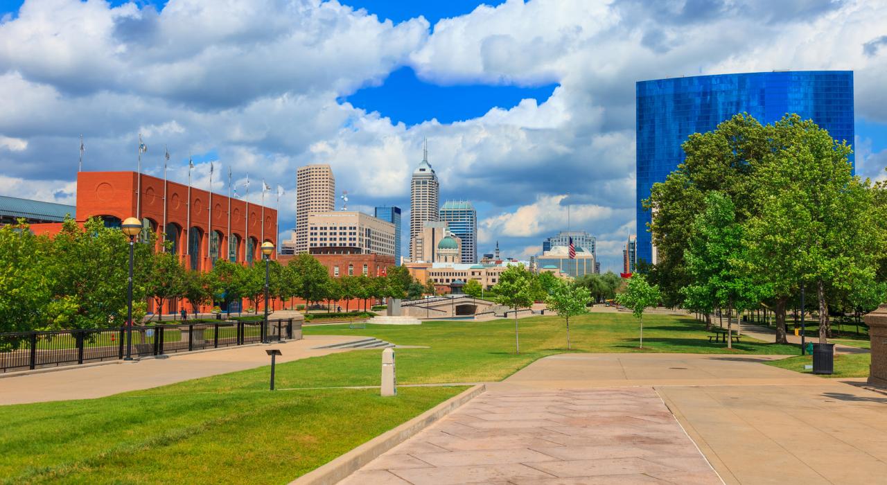 The lawn outside Victory Field where the Indianapolis Indians play