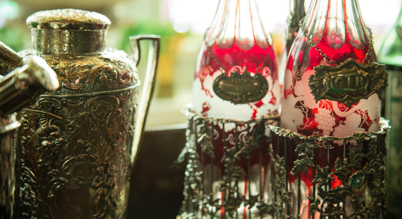 Ornate silver pieces at one of Beaumont's many antique shops