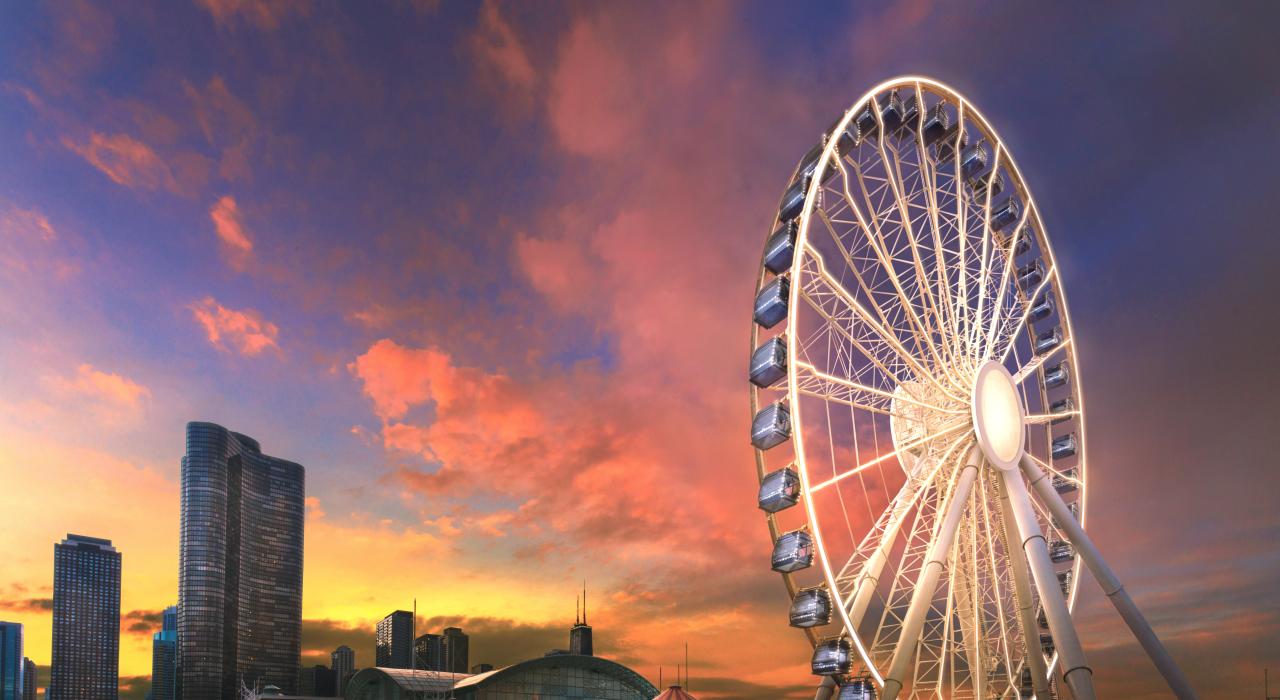 The Centennial Wheel at sunset