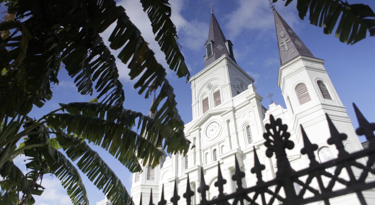 Looking up at St. Louis Cathedral