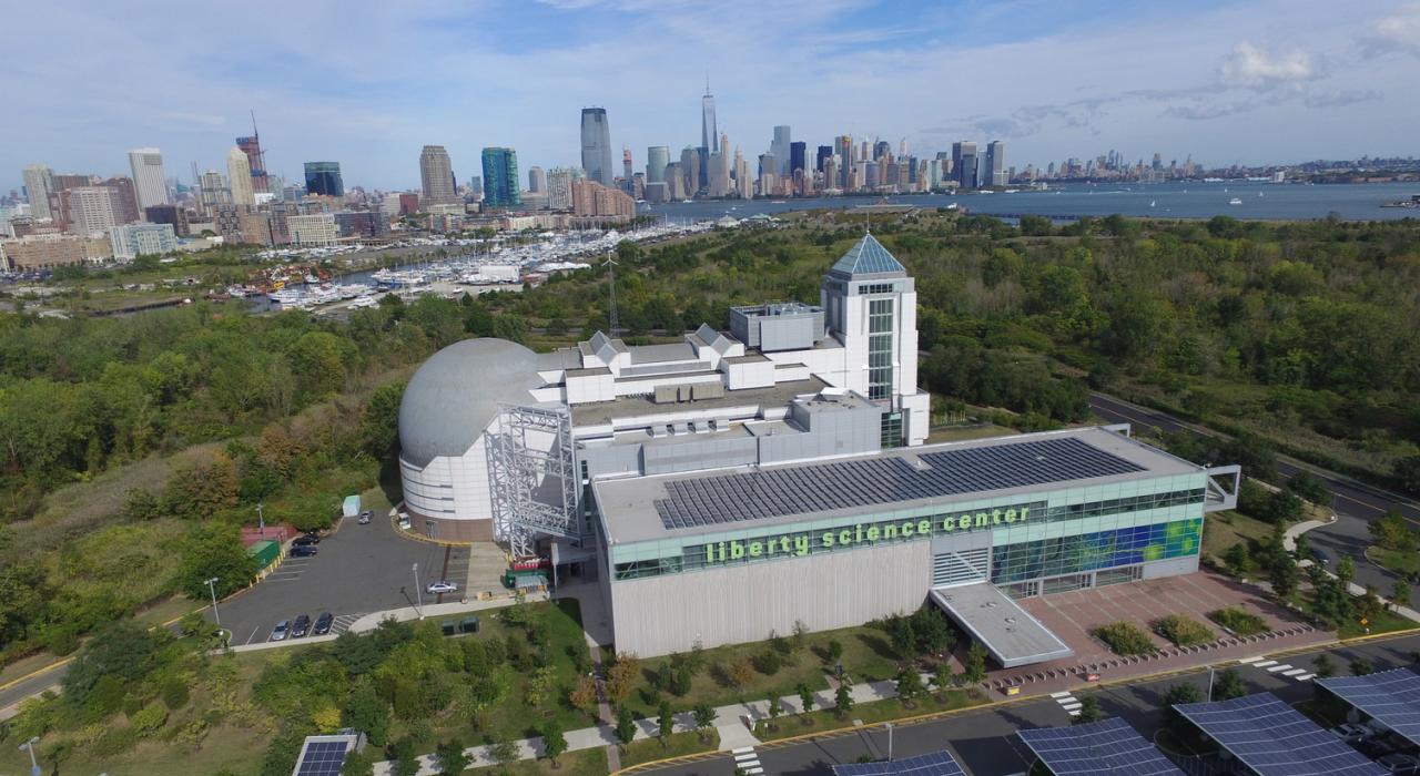 Aerial view of Liberty Science Center 