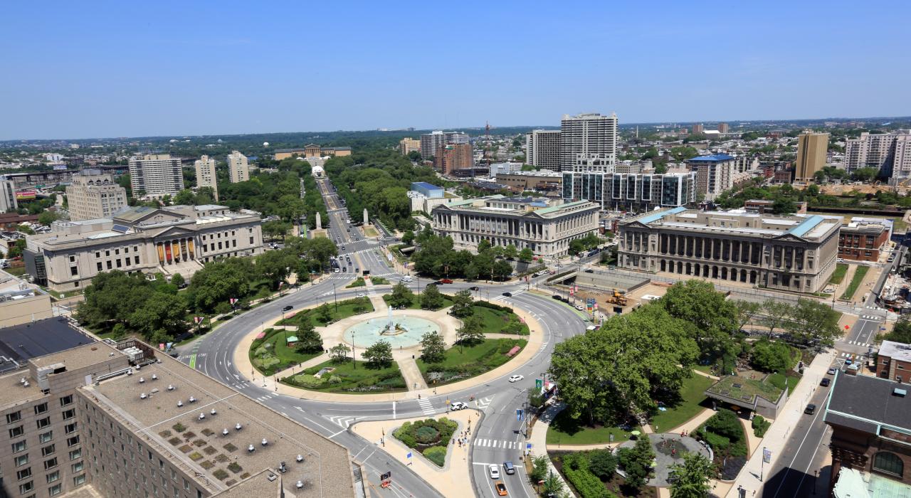 Aerial view of Logan Circle in the city center