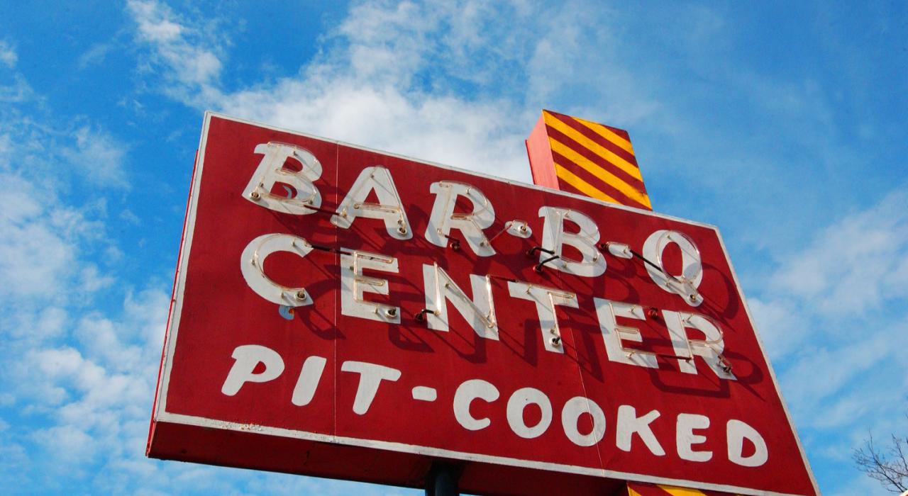 Visiting Bar-B-Q Center in Lexington for hickory smoked pit-cooked barbeque 
