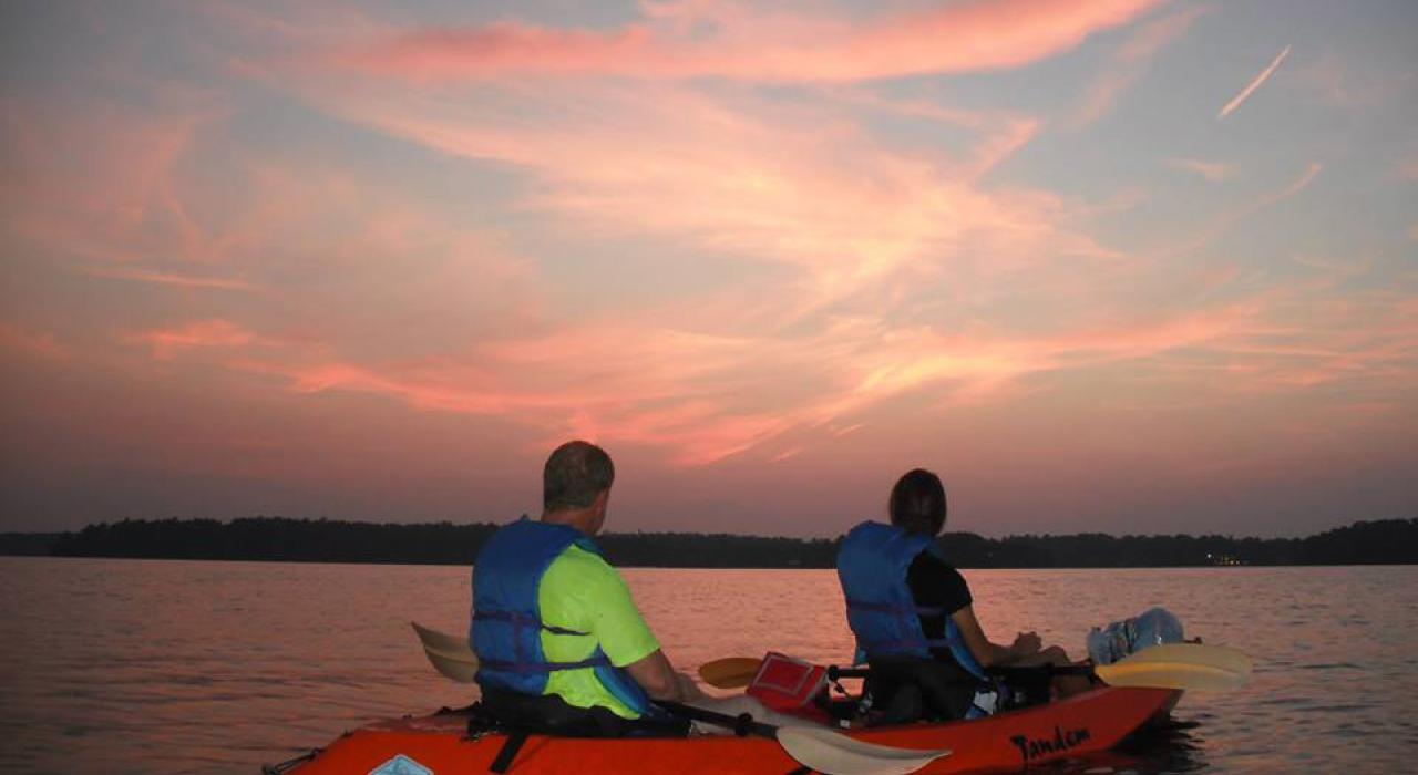 Kayaking at dusk