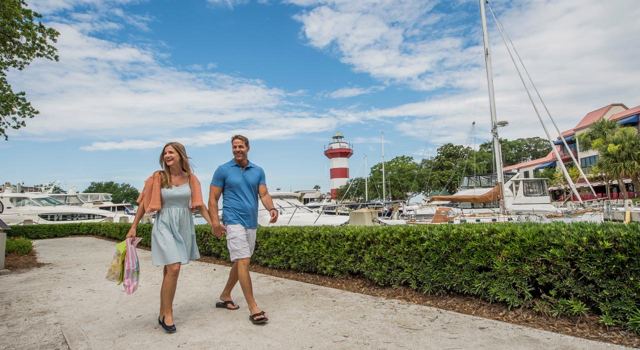 Sightseeing near the Harbour Town Lighthouse on Hilton Head Island, South Carolina