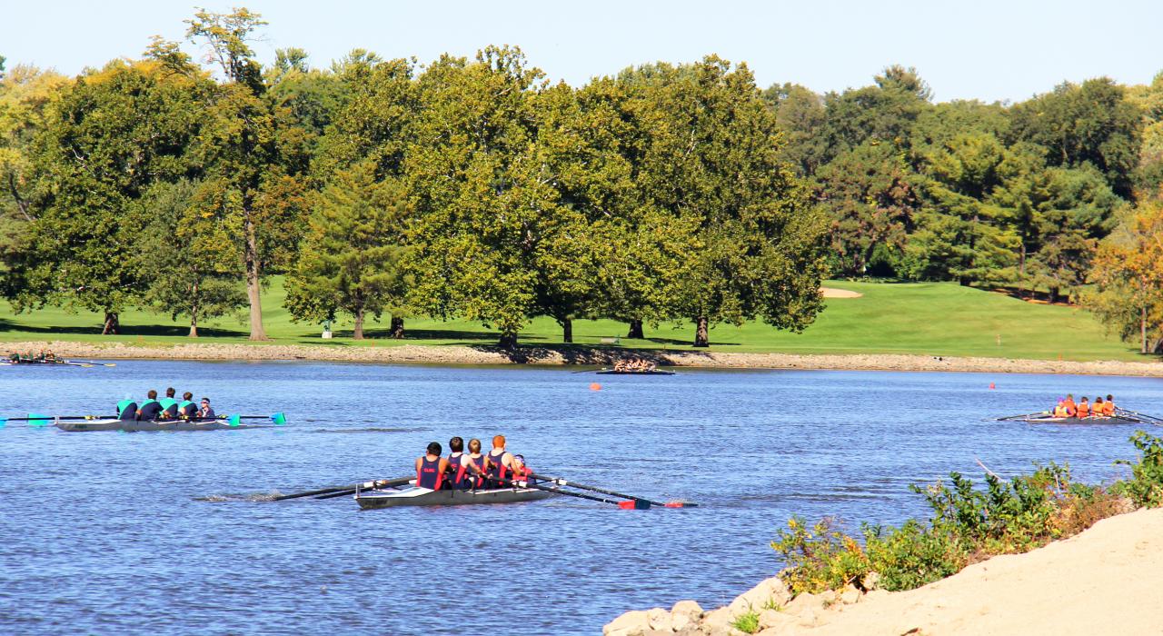 Mountain biking on a trail in Rock Cut State Park