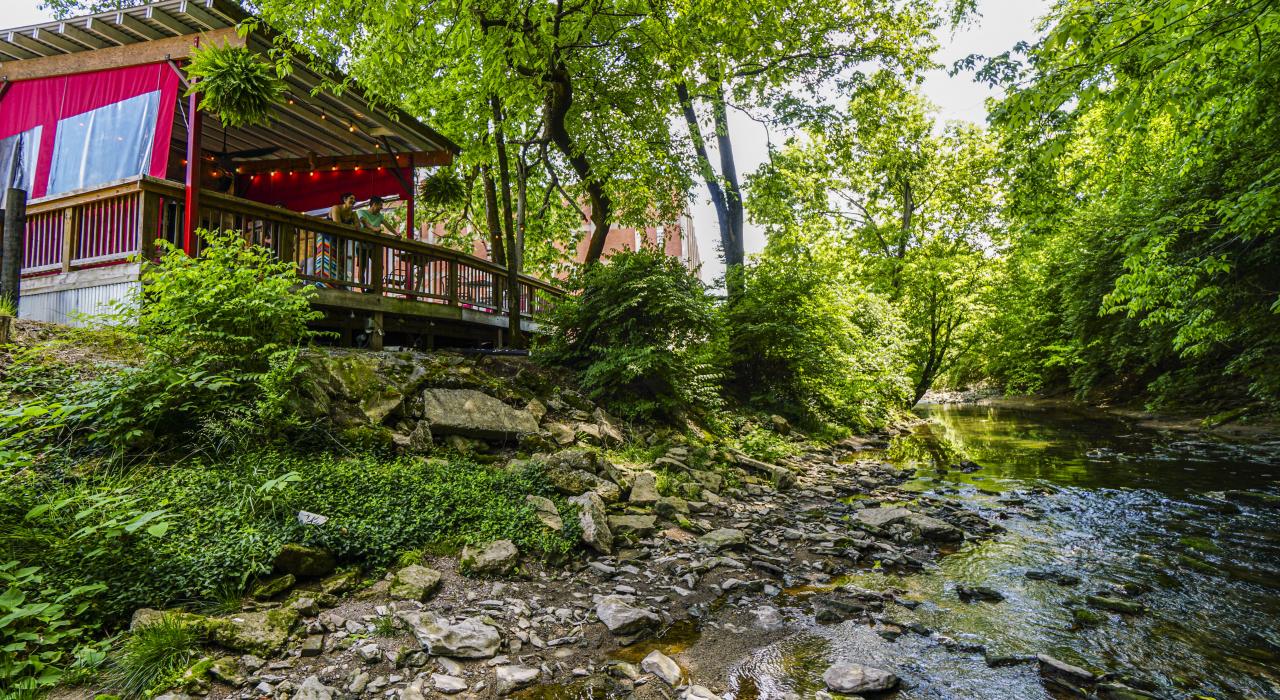 Creek views from the deck of the Break Room at Pepper in Lexington