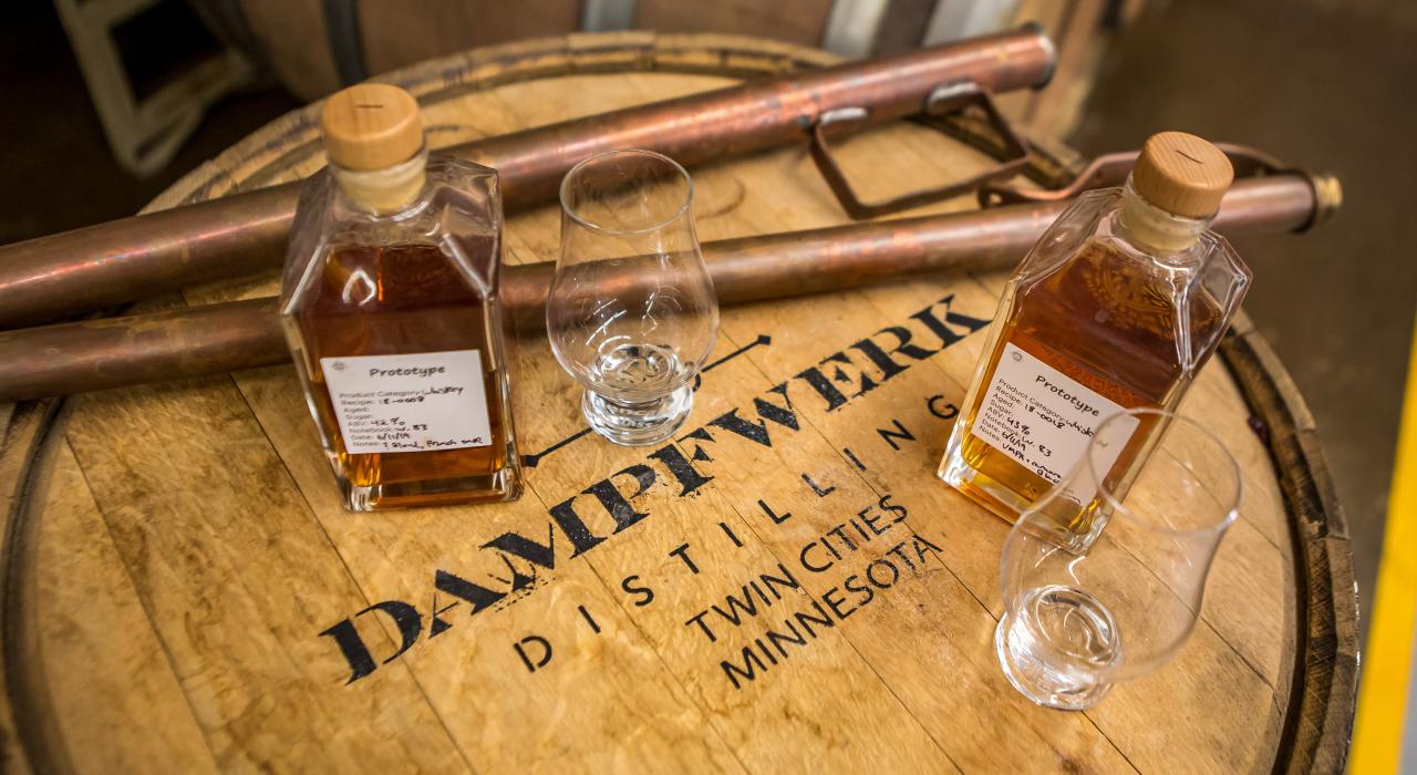 Ready to sample spirits at The Dampfwerk Distillery
