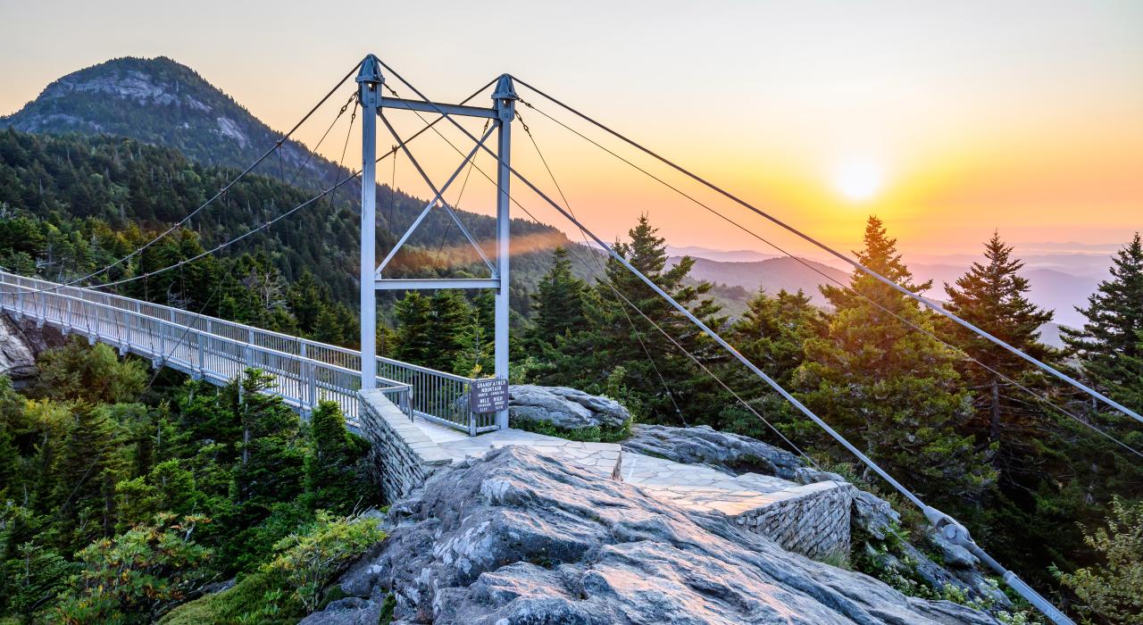  Breathtaking views of Grandfather Mountain at sunrise from the Mile High Swinging Bridge