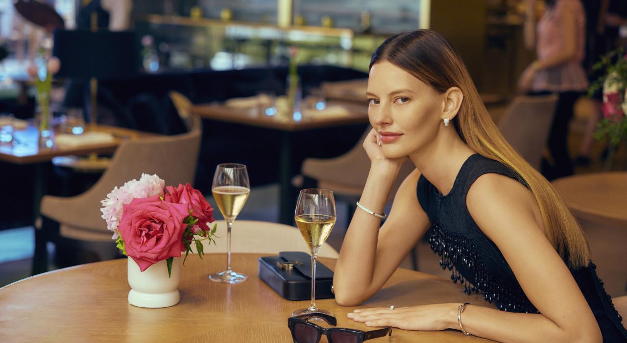 Enjoying a meal in the luxurious dining room of Michelin-starred French restaurant Knife Pleat