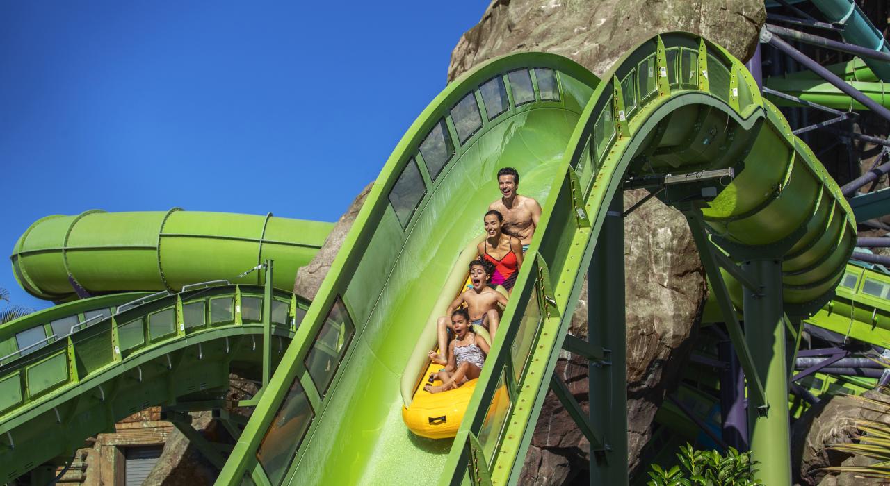 A wild ride on Krakatau Aqua Coaster at Universal's Volcano Bay