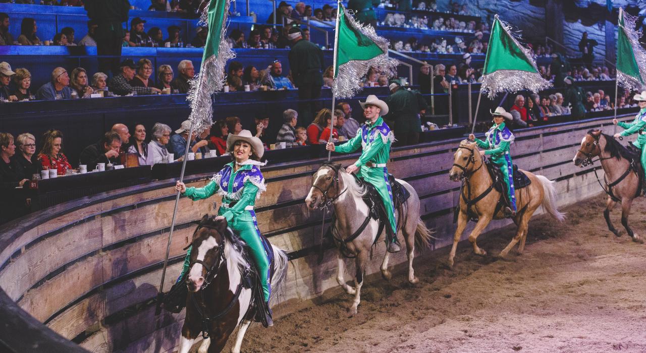 Horseback performers at Dolly Parton's Stampede